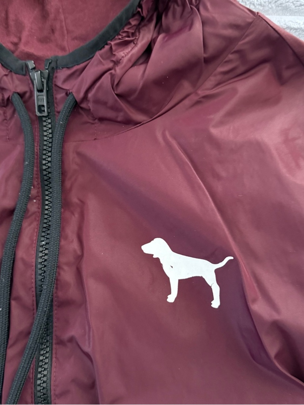 PINK Victoria's Secret Hooded Windbreaker (Maroon) - Picture 6 of 8